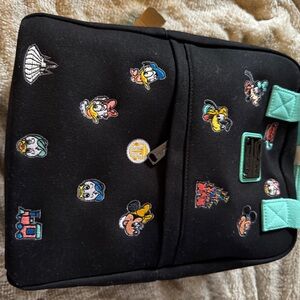 Loungefly Black Backpack with Colorful Disney Character Patches